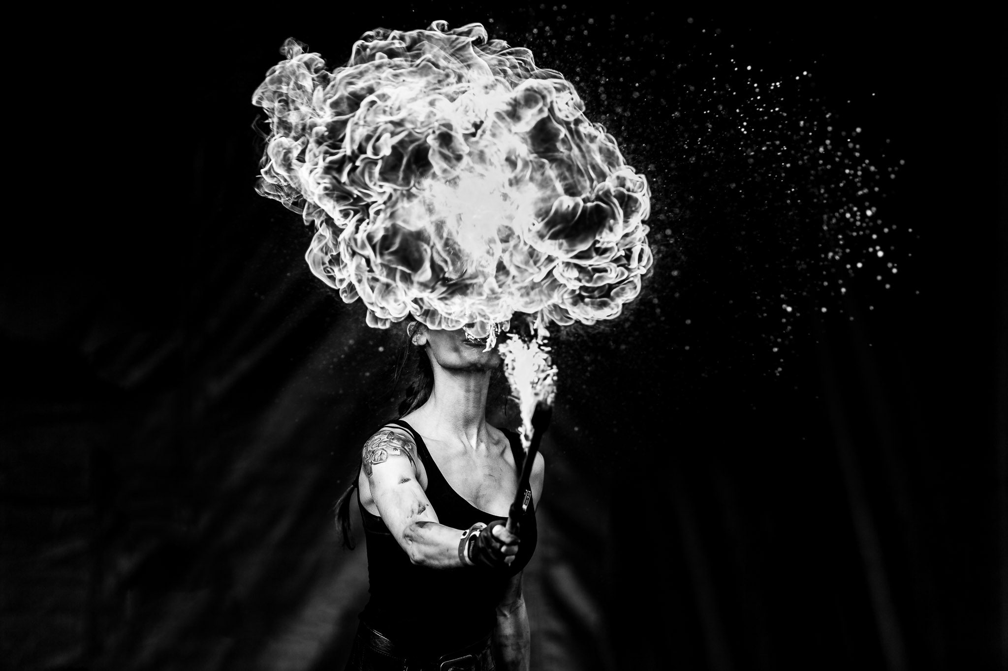 Fire Breathing Black & White Photography